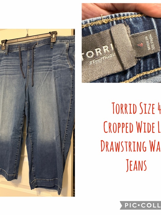 torrid Pants - torrid Light Blue Cropped Wide-Leg Drawstring Waist Jeans
